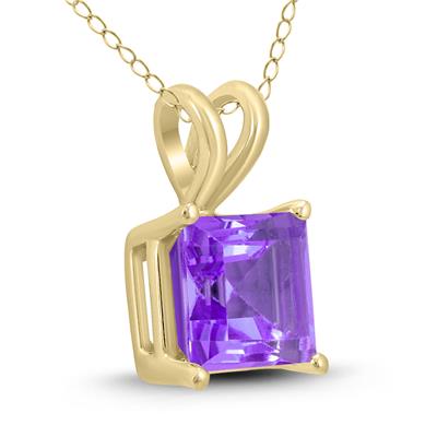 14K Yellow Gold 5MM Square Amethyst Pendant