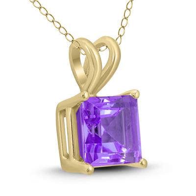 14K Yellow Gold 7MM Square Amethyst Pendant