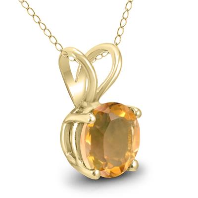 14K Yellow Gold 6MM Round Citrine Pendant