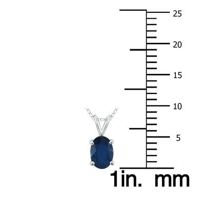 14K White Gold 5x3MM Oval Sapphire Pendant