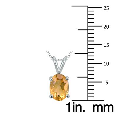 14K White Gold 7x5MM Oval Citrine Pendant