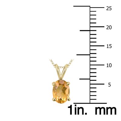 14K Yellow Gold 6x4MM Oval Citrine Pendant