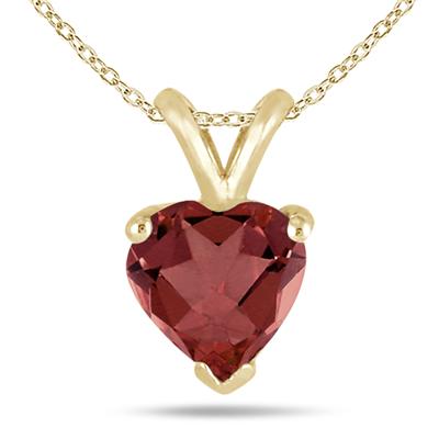 All-Natural Genuine 4 mm, Heart Shape Garnet pendant set in 14k Yellow gold