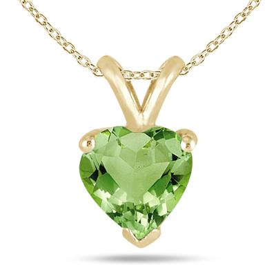 All-Natural Genuine 4 mm, Heart Shape Peridot pendant set in 14k Yellow gold