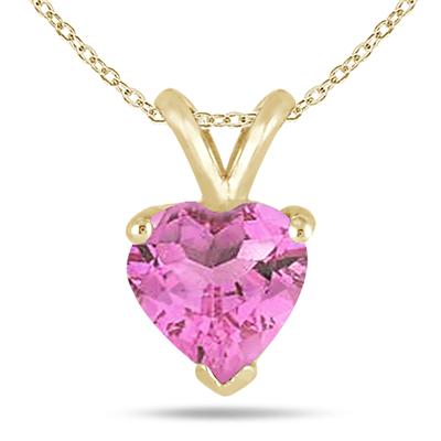 All-Natural Genuine 4 mm, Heart Shape Pink Sapphire pendant set in 14k Yellow gold