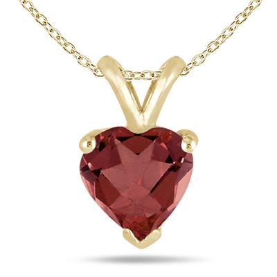 All-Natural Genuine 5 mm, Heart Shape Garnet pendant set in 14k Yellow gold