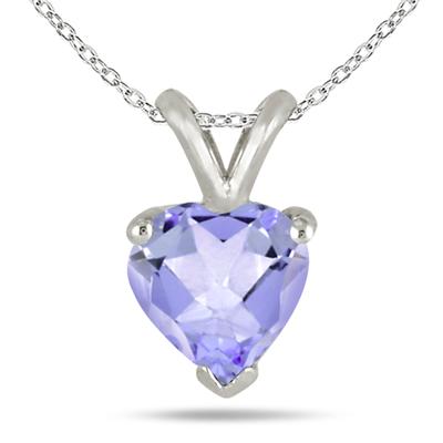 All-Natural Genuine 5 mm, Heart Shape Tanzanite pendant set in 14k White Gold