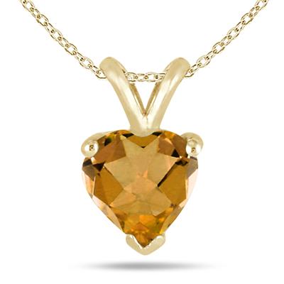 All-Natural Genuine 7 mm, Heart Shape Citrine pendant set in 14k Yellow gold