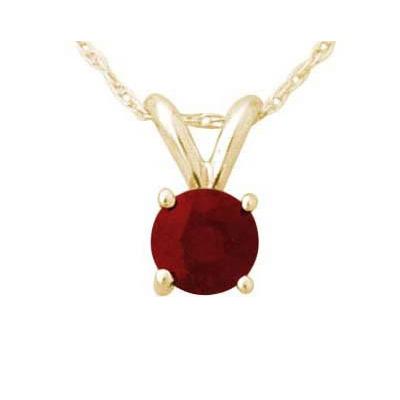 All-Natural Genuine 6 mm, Round Ruby pendant set in 14k Yellow gold