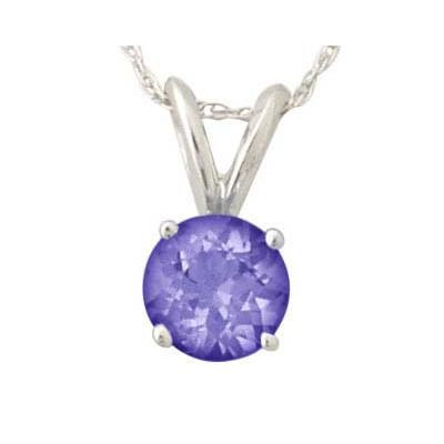 All-Natural Genuine 6 mm, Round Tanzanite pendant set in Platinum