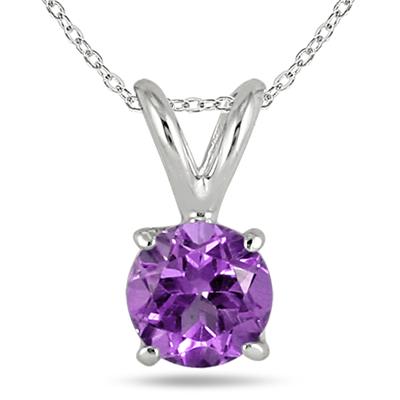 7MM All Natural Round Amethyst Stud Pendant in .925 Sterling Silver