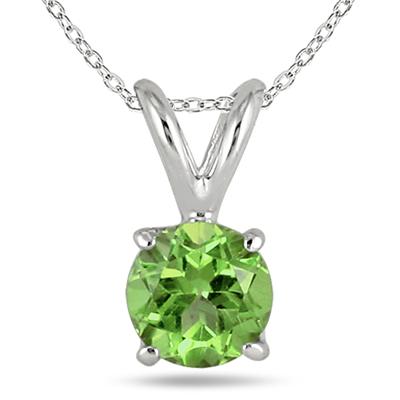 7MM All Natural Round Peridot Stud Pendant in .925 Sterling Silver