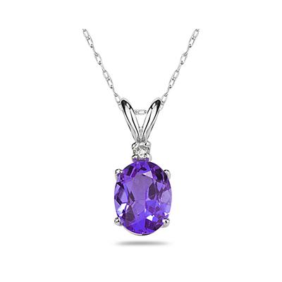 6X4mm Oval Tanzanite and Diamond Stud Pendant in 14K White Gold