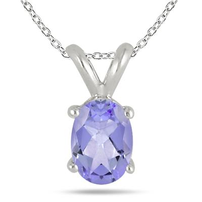 5x3MM All Natural Oval Tanzanite Stud Pendant in .925 Sterling Silver