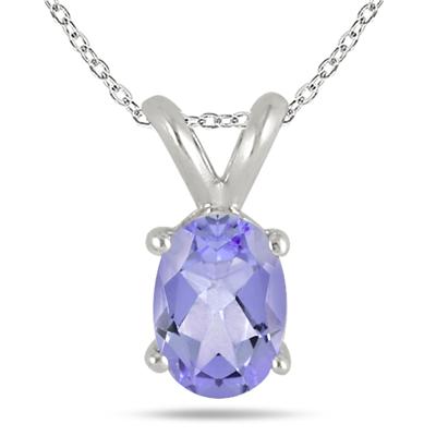 All-Natural Genuine 5x3 mm, Oval Tanzanite pendant set in 14k White Gold