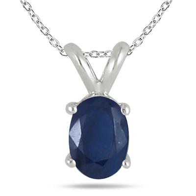 All-Natural Genuine 6x4 mm, Oval Sapphire pendant set in 14k White Gold