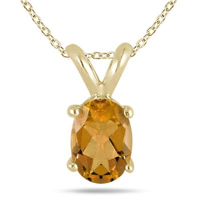 All-Natural Genuine 7x5 mm, Oval Citrine pendant set in 14k Yellow gold