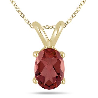 All-Natural Genuine 8x6 mm, Oval Garnet pendant set in 14k Yellow gold