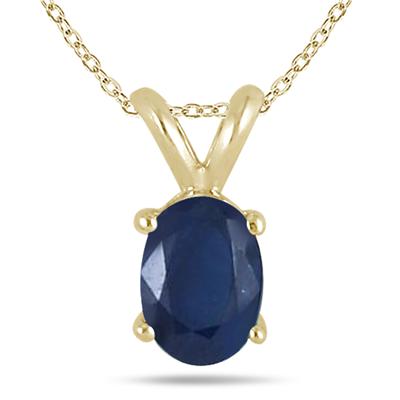 All-Natural Genuine 8x6 mm, Oval Sapphire pendant set in 14k Yellow gold