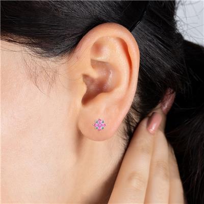 1 Carat TW Pink Topaz and Diamond Flower Earrings in 10K White Gold