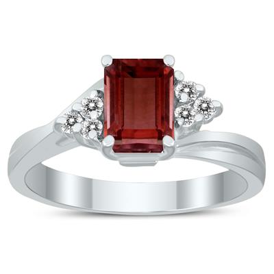 7X5MM Garnet and Diamond Twist Ring in 10K White Gold