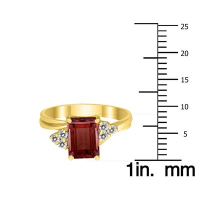 8X6MM Garnet and Diamond Twist Ring in 10K Yellow Gold