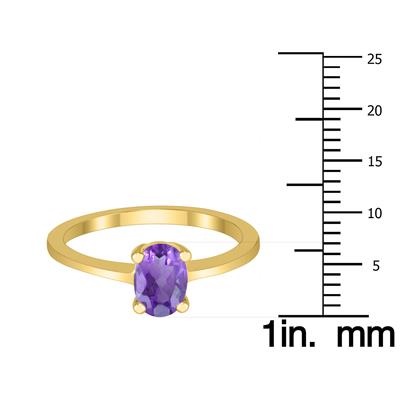 Oval Solitaire 7X5MM Amethyst Ring in 10K Yellow Gold