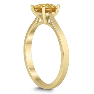 Square Princess Cut 5MM Citrine Solitaire Ring in 10K Yellow Gold