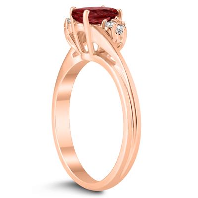 7X5MM Garnet and Diamond Twist Ring in 10K Rose Gold