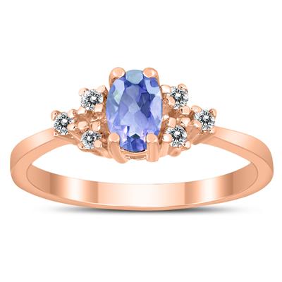 6X4MM Tanzanite and Diamond Regal Ring in 10K Rose Gold