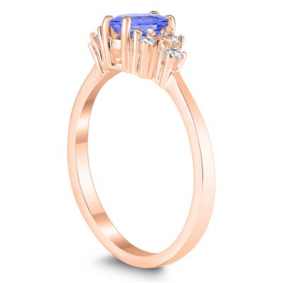 6X4MM Tanzanite and Diamond Regal Ring in 10K Rose Gold
