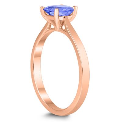 Square Princess Cut 5MM Tanzanite Solitaire Ring in 10K Rose Gold