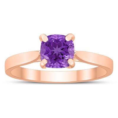 Square Princess Cut 6MM Amethyst Solitaire Ring in 10K Rose Gold