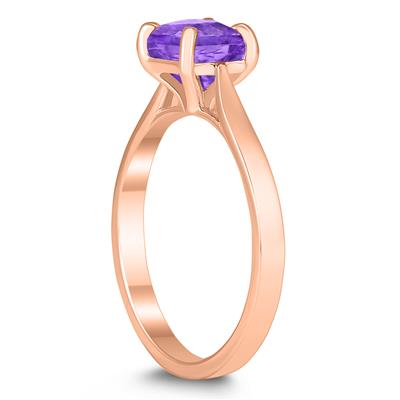 Square Princess Cut 6MM Amethyst Solitaire Ring in 10K Rose Gold
