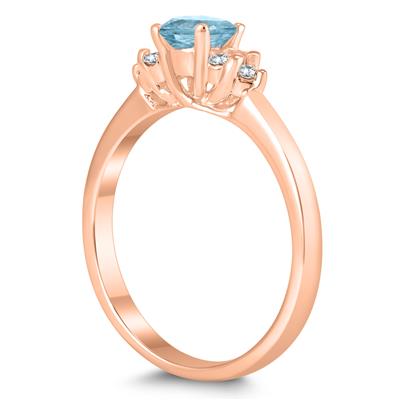 4MM Aquamarine and Diamond Cynthia Ring in 10K Rose Gold