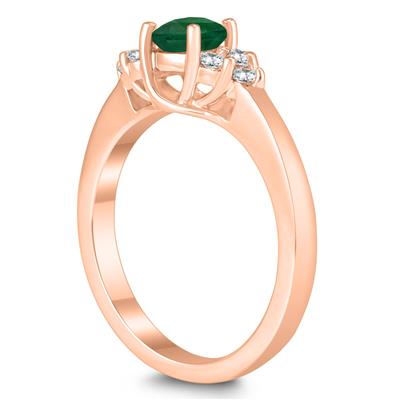 5MM Emerald and Diamond Cynthia Ring in 10K Rose Gold