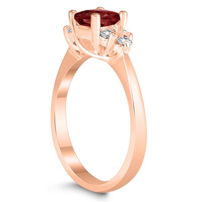 Princess Cut 5X5MM Garnet and Diamond Duchess Ring in 10K Rose Gold