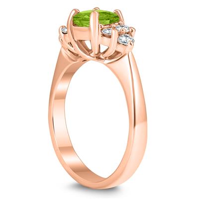 Princess Cut 6X6MM Peridot and Diamond Duchess Ring in 10K Rose Gold