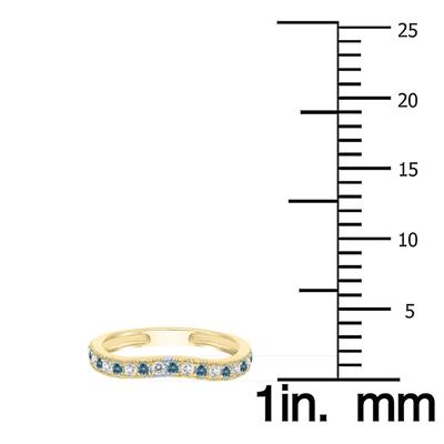 Aquamarine and Diamond Channel Set Wedding Band in 10K Yellow Gold