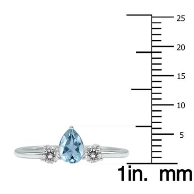 1/2 Carat TW Pear Shape Aquamarine and Diamond Ring in 10K White Gold