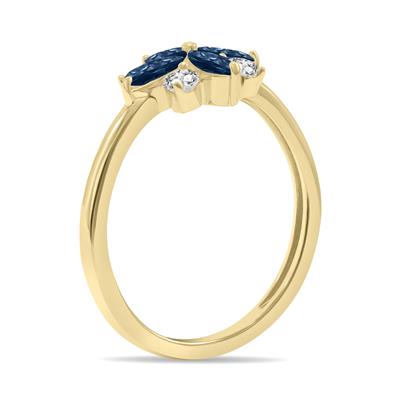 3/4 Carat TW Sapphire and Diamond Flower Ring in 10K Yellow Gold