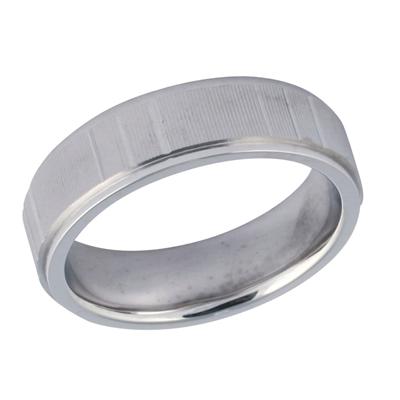 14K White Gold Etched Diamond Cut Wedding Band
