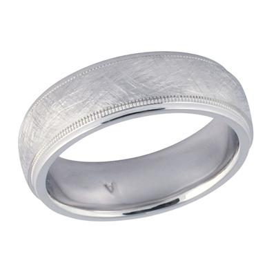 14K White Gold Unique Wedding Band