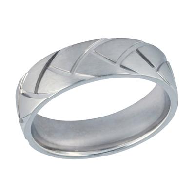 14K White Gold Trendy Wedding Ring