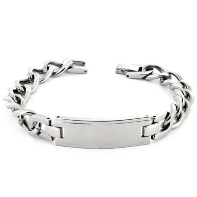 Stainless Steel Smooth Center Plate Bracelet 