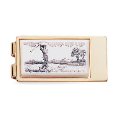 Golf Sketch Gold Money Clip