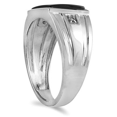 mens onyx and diamond ring