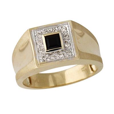 14kt. Yellow Gold Black Onyx Diamond Men