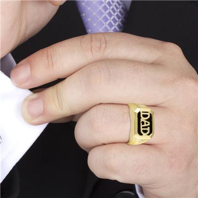 Onyx & Diamond DAD Ring 10K Yellow Gold