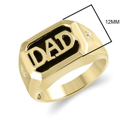 Onyx & Diamond DAD Ring 10K Yellow Gold